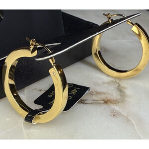 14K Gold Over Resin Core Textured Hoop Earrings Trendy Stylish Diamond Accent